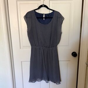 GAP Navy and White Checked Cap-Sleeve Mini Dress